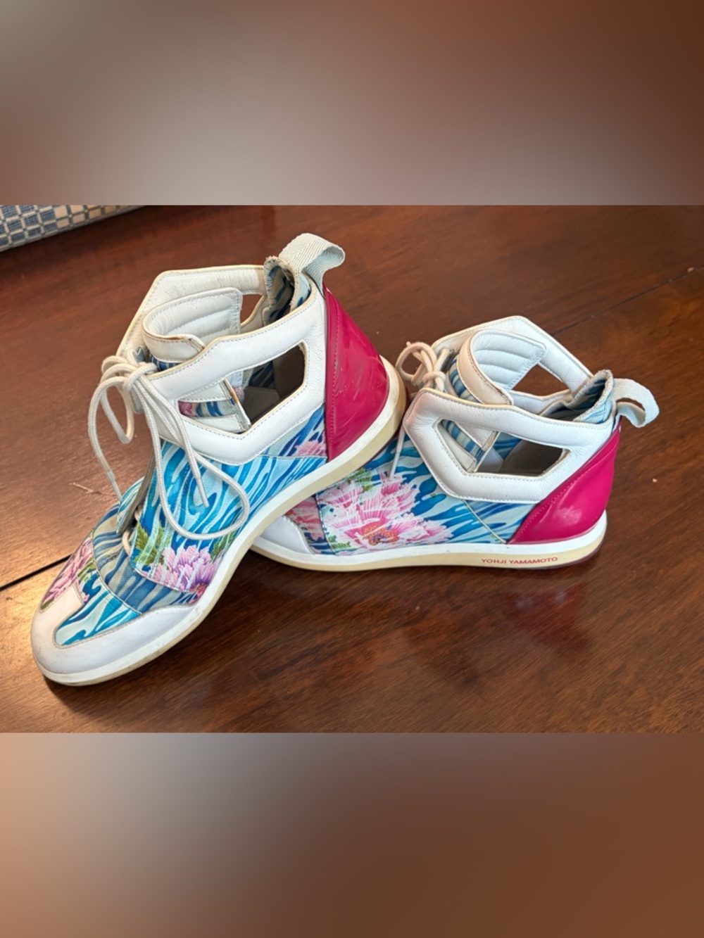 Y-3 Yohji Yamamoto Adidas Shizuka High Top Sneakers Pink Blue White Shoes UK 5.5 - Picture 15 of 16